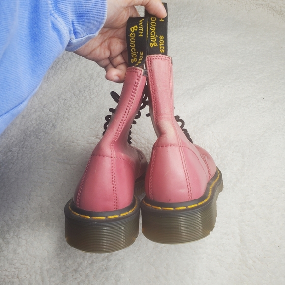 Dr. Martens 1460 Pink Leather Lace Up Chunky Ankle Boots - Picture 6 of 15